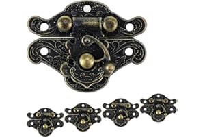Mcredy Vintage Latch Hasp,Small Size Jewelry Box Antique Buckle Wooden Box Latch Retro Decorative Hasp Latch Buckle, 5 Packs