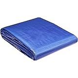 AmazonCommercial Multi Purpose Waterproof Poly Tarp Cover, 12 X 16 FT, 5MIL Thick, Blue, 15-Pack