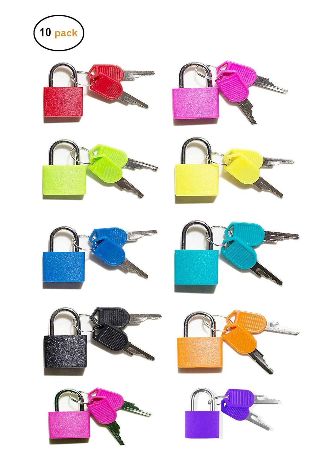 Vorhängeschloss Schlüssel 10 Stück Fujiang Bunt Vorhängeschloß schlüssel Sicherheit klein