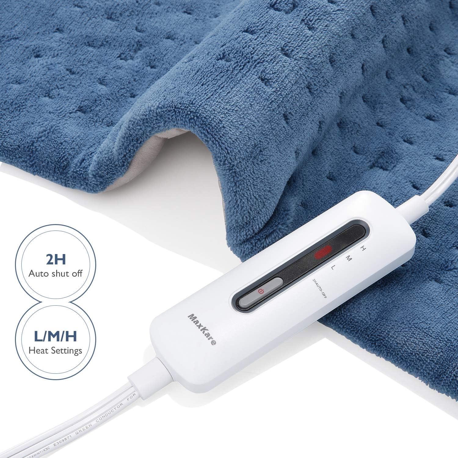 Heating Pad for Back Pain, Neck and Shoulders and Cramps Relief, Large 12" x 24" Size Ultra-Soft and 3 Heat Settings with Auto Shut Off, Moist & Dry Heat Therapy and Fast Heating: Health & Personal Care