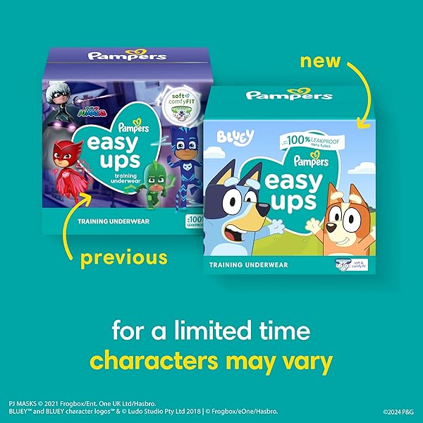 PAMPERS TRAINING PANTS – EASY UPS BOYS & GIRLS BLUEY – SIZE 5T-6T, 15 COUNT, CHILDREN’S POTTY UNDERWEAR (PACKAGING MAY VARY)