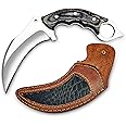WARIVO KNIFE Handmade Fixed Blade Knife with Sheath - Claw Knife Wood Handle Sharp Blade - Camping Knives - Karambits for Men and Women - Best for Hiking Survival Hunting Fishing