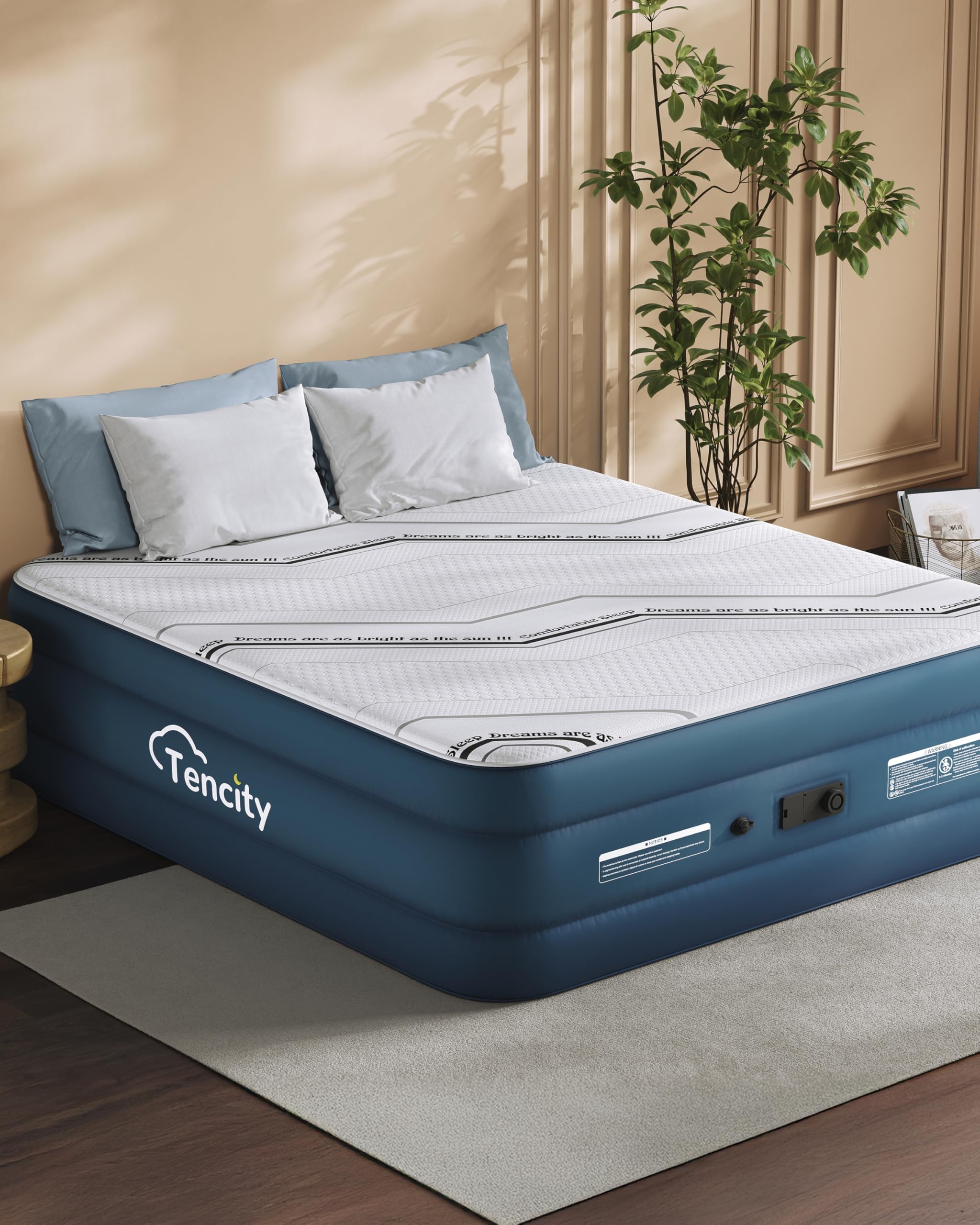 Photo 1 of 20” Tall Luxury Air Mattress with Quilted Foam Topper, Extra Firm Support with U-shaped PVC strap Inflatable Bed, Quiet & Comfortable Blow Up Bed for Home Guests, Camping, Travel, Fast Inflate AirBed