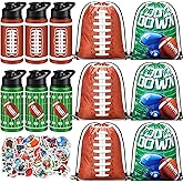 Skybooly 12 Pcs Sports Party Favors Set with Water Bottle Bulk Drawstring Gift Bag 50 Sticker Reusable Sports Aluminum Water Bottle Snap Lid Leakproof Ball Accessories for Team Gifts (Football)
