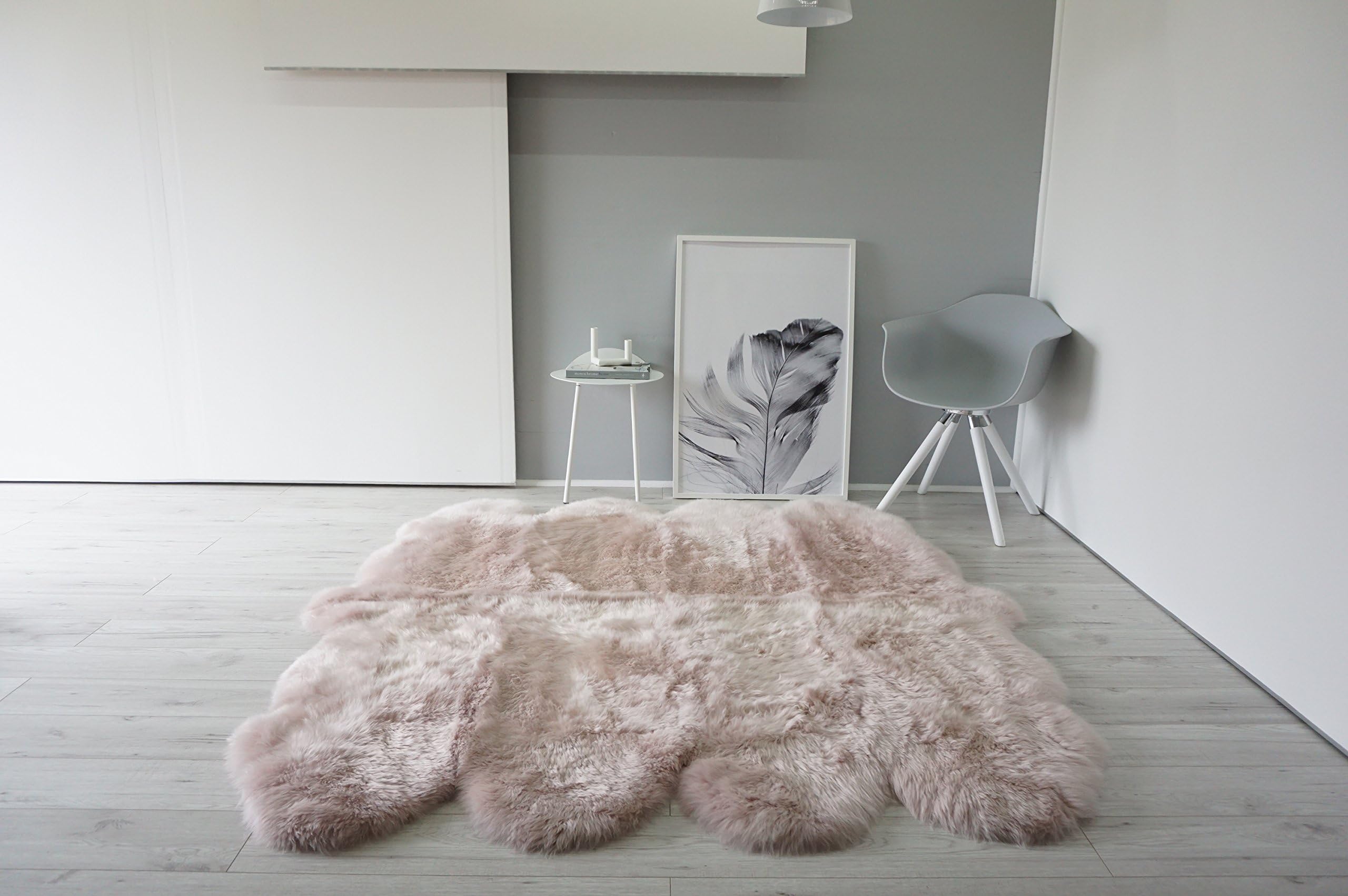 MILABERT Genuine Australian Octo (8) Sheepskin Rug - Super Soft Silky Blush Pink Wool