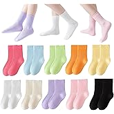 Toptim Kids Girl Crew Socks Colorful Lightweight Cotton Casual Sock