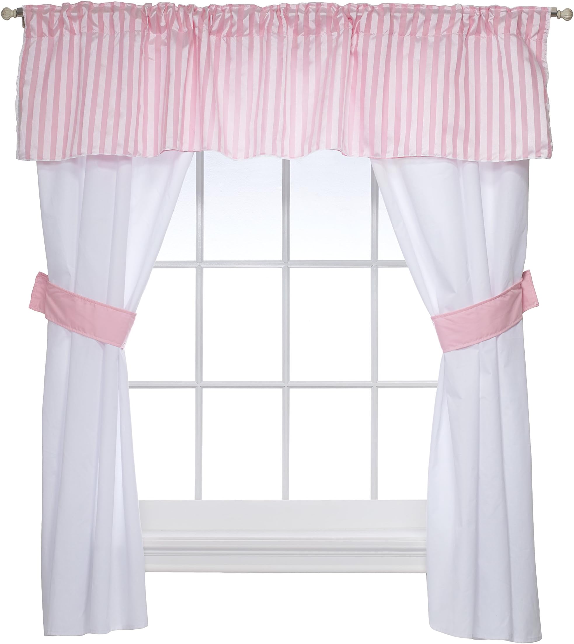 Baby Doll Candyland 5 Piece Window Valance and Curtain Set, Pink