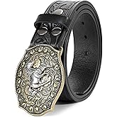 BELTROAD Western Leather Buckle Belt for Men Women Cowboy Cowgirl Mens Leather Belt for Jeans Christmas Men's Belt Gifts