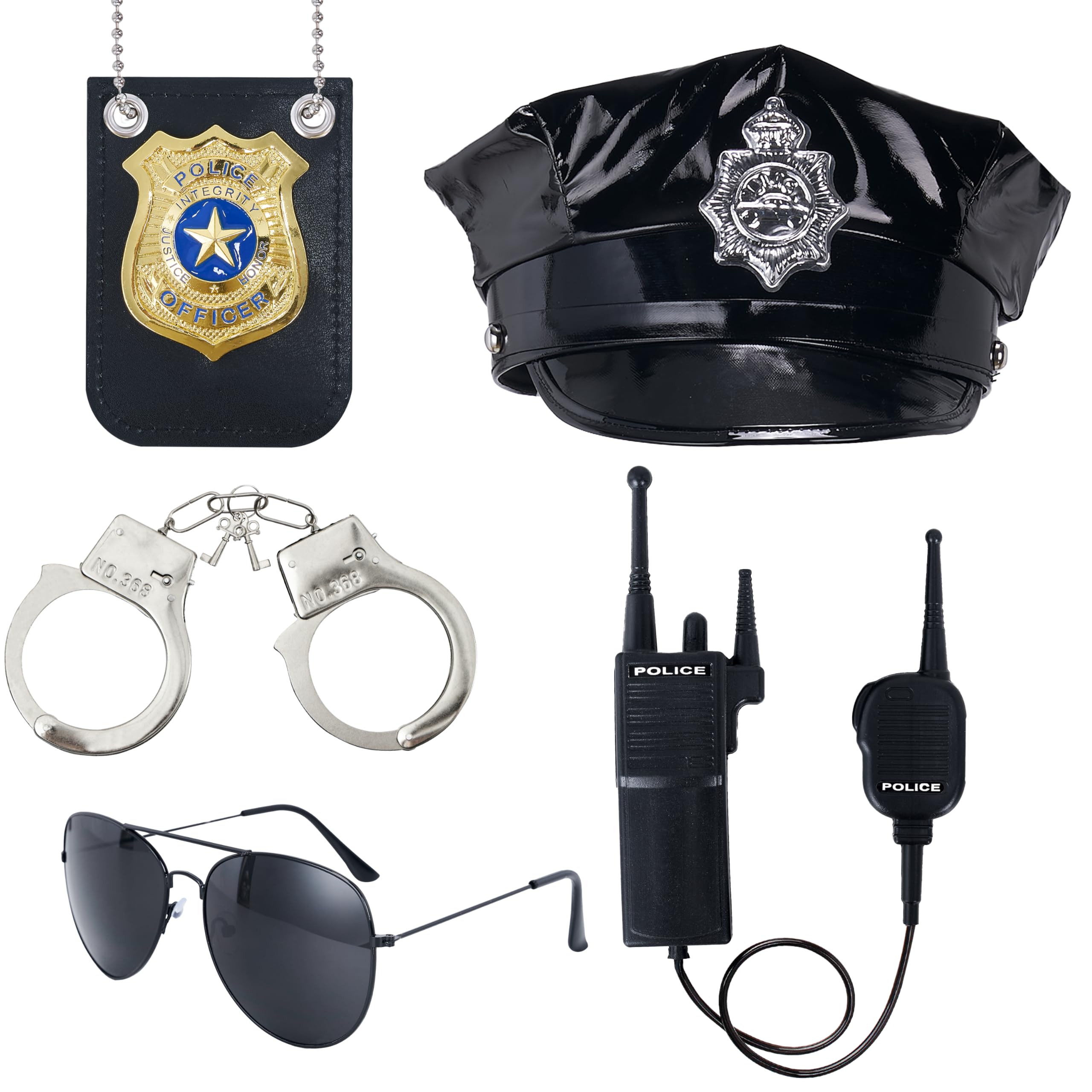 Spooktacular Creations 5 pcs Police Costume Accessories, Halloween Costume Accessories for Adults, Police Role-Playing Accessory, Detective Dress-Ups