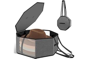 Dreamtop Large Hat Boxes for Women Storage and Travel, Foldable Hat Boxes Cowboy Cap Hat Organizer for Closet with Handles Hat Boxes for Men Storage Large Hat Bag Carrier, Grey