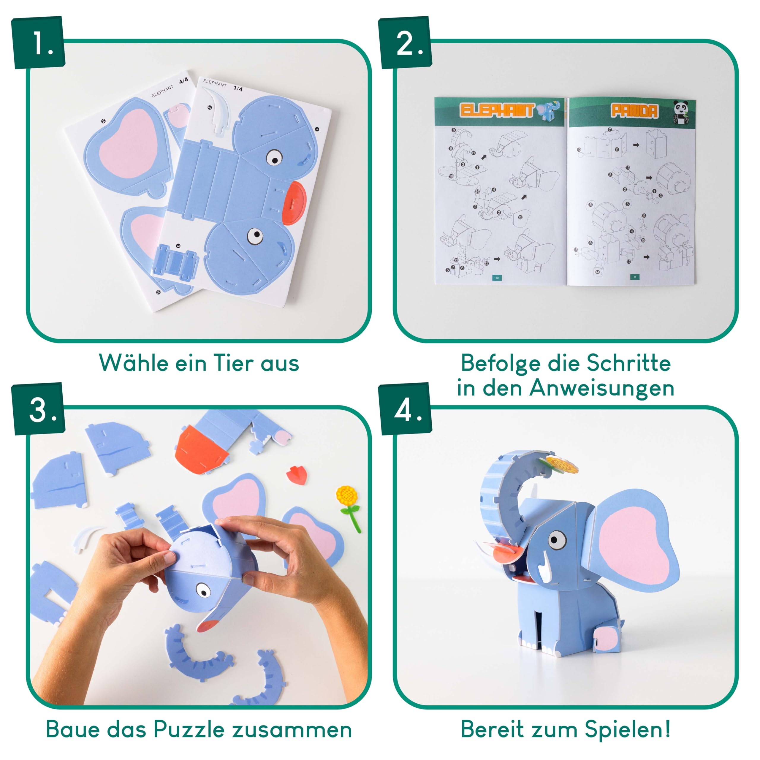 BONNYCO 3D Puzzle Kinder Spielzeug Paket 8. Puzzle 3D Tieren, Lernspielzeug Geschenke für Kinder. Puzzel Spielzeug Jungen Mädchen, Bastelset Geschenke für Jungs 6 7 8 9 10, Geburtstag, Weihnachten 4