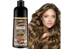 LUNORY Light Brown Hair Dye Shampoo for 100% Gray Coverage - 3 IN 1 Hair Color Shampoo with Argan Oil & Ginseng, Ammonia & Paraben Free, Long Lasting Semi-Permanent Natural Color for Women & Men (500ml)