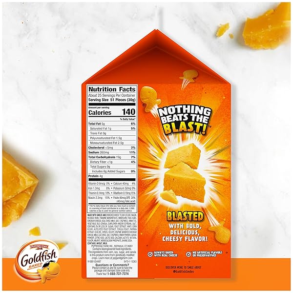 GOLDFISH FLAVOR BLASTED XTRA CHEDDAR CHEESE CRACKERS, 27.3 OZ CARTON