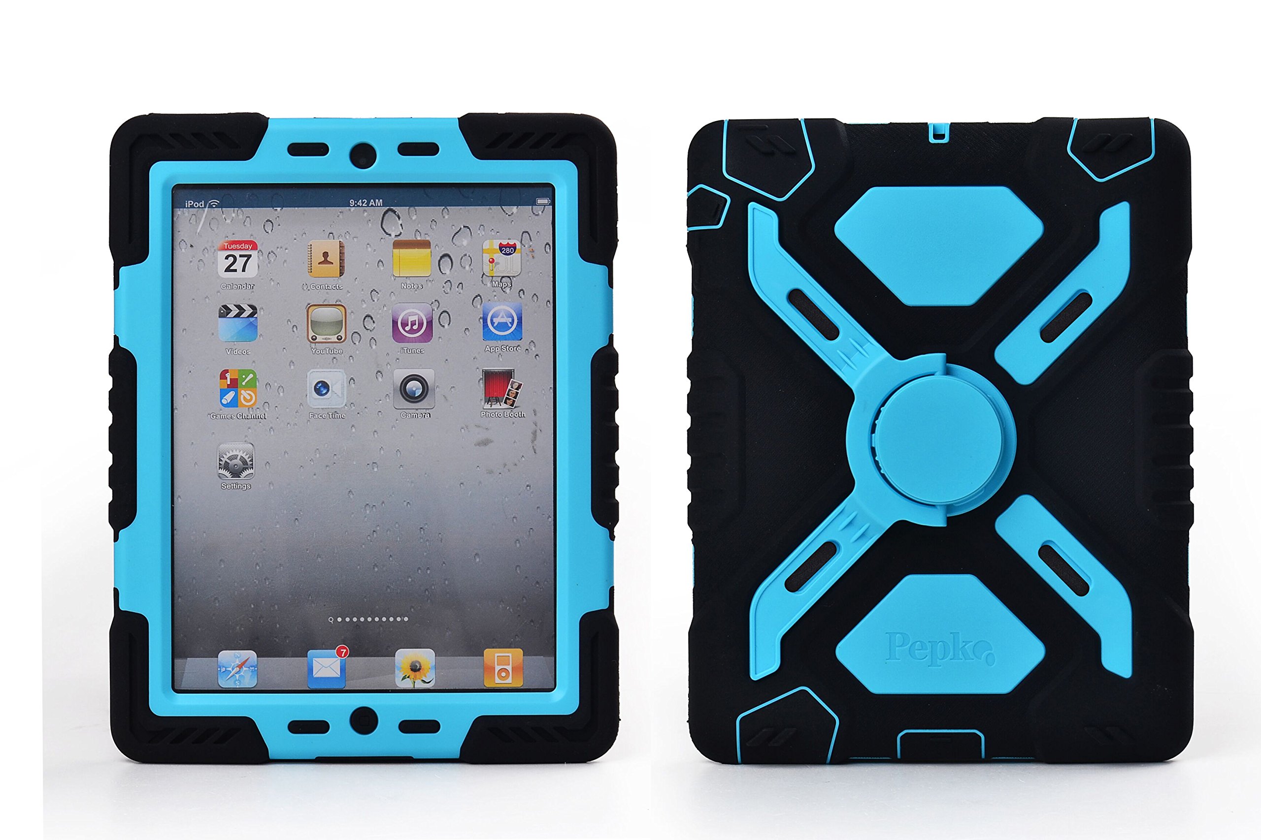 Pepkoo Ipad 2/3/4 Case Plastic Kid Proof Extreme Duty Dual Protective