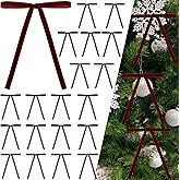 24Pcs Velvet Ribbon Bows for Christmas Tree - Vintage Decor, Door Garland, Wreath Decorations, Home & Wedding Decoration - Cl