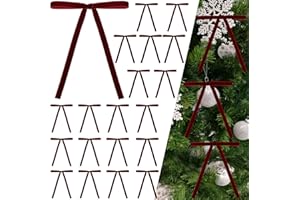 24Pcs Velvet Ribbon Bows for Christmas Tree - Vintage Decor, Door Garland, Wreath Decorations, Home & Wedding Decoration - Cl