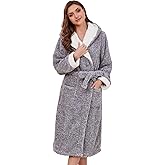 HEARTNICE Womens Hooded Plush Robes Soft Warm Long Bathrobe for Women Fluffy Winter Loungewear