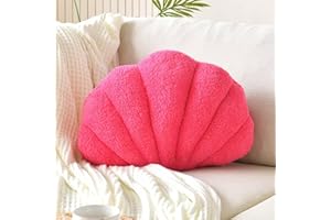 VBGYA Seashell Decorative Pillow, Hot Pink Seashell Shaped Throw Pillows, 13x10 Inch Soft Sea Ocean Room Decor 3D Insert Beach Pillow Seashell Plush Pillows for Couch, Bed