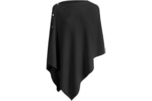 PULI Women's Versatile Knitted Shawls Scarf Poncho Sweater with Buttons Lightweight Spring Summer Fall Wraps