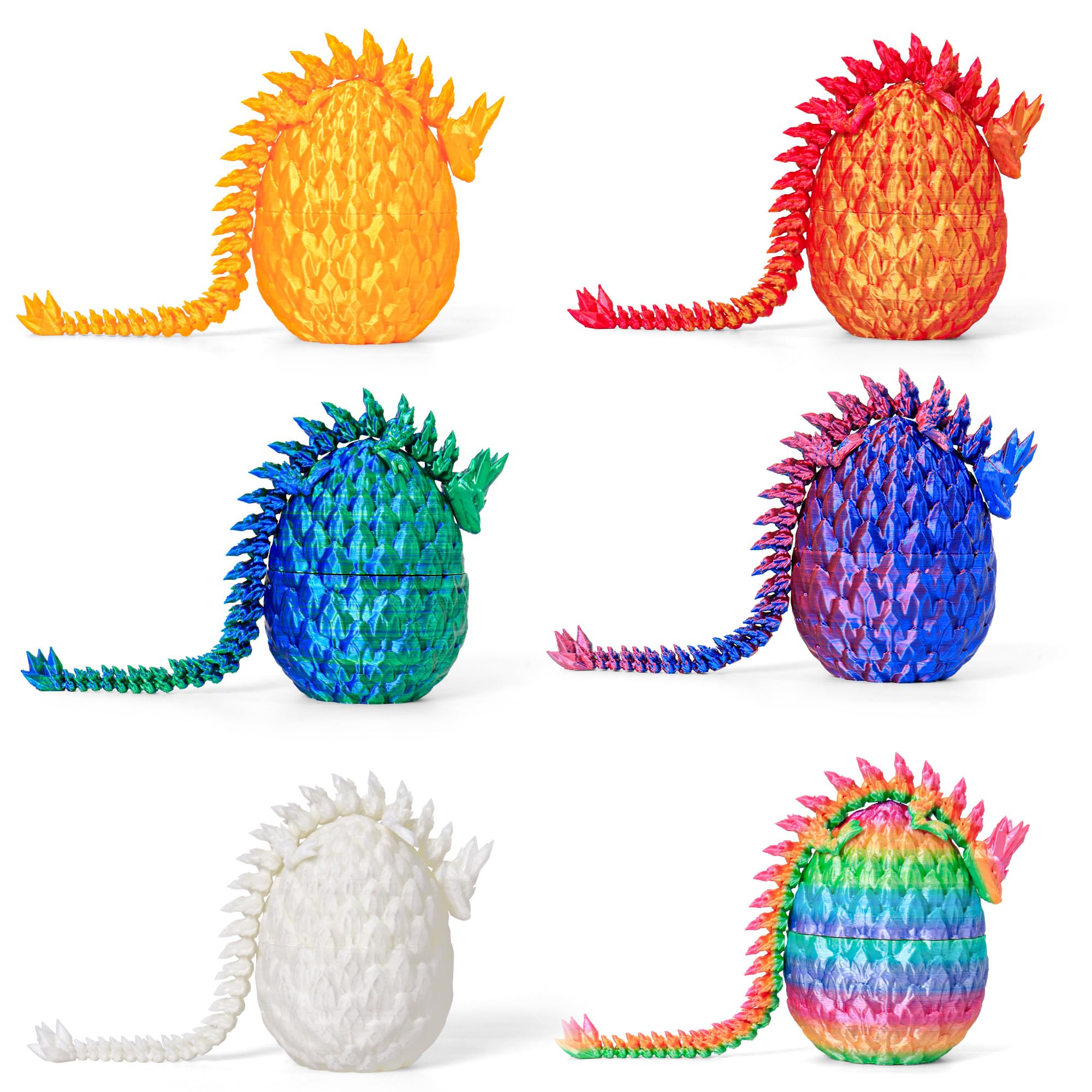 Photo 1 of **ONE DRAGON ARM BROKEN**ONEVIVE Easter Basket Stuffers 3D Printed Dragon Egg Toy (6 Pack) - Surprise Mystery Inside, Articulated Crystal Dragon, Fidget Sensory Toy for Kids Birthday Surprise Easter Egg Hunt Party Favors