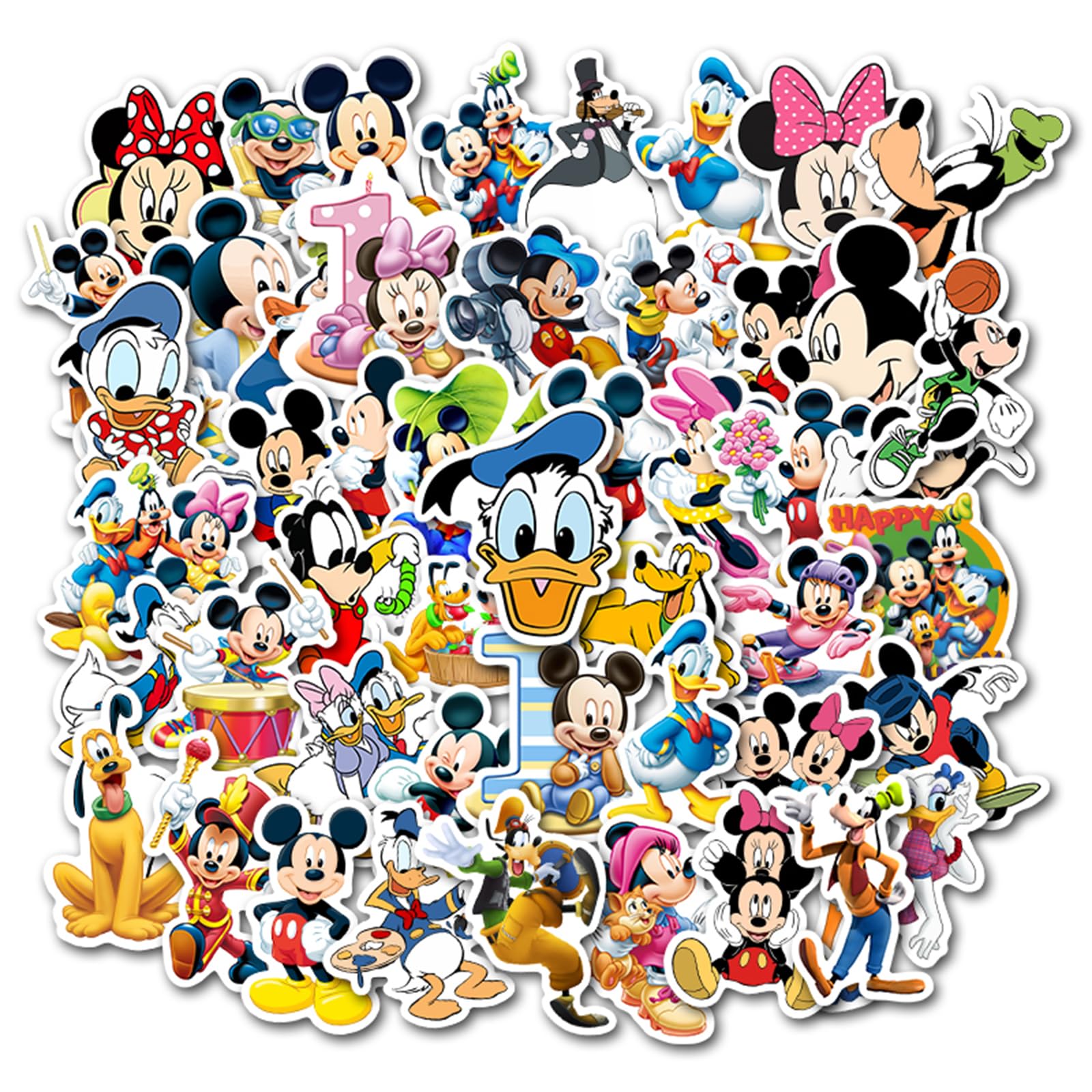 Cartoon Mickey Stickers, Cute Waterproof Vinyl Decal for Teen Kids Adult Girl Notebook, Laptop, Travel Case, Phone, Bike, Water Bottle, Guitar, Computer, Skateboard (Mouse)