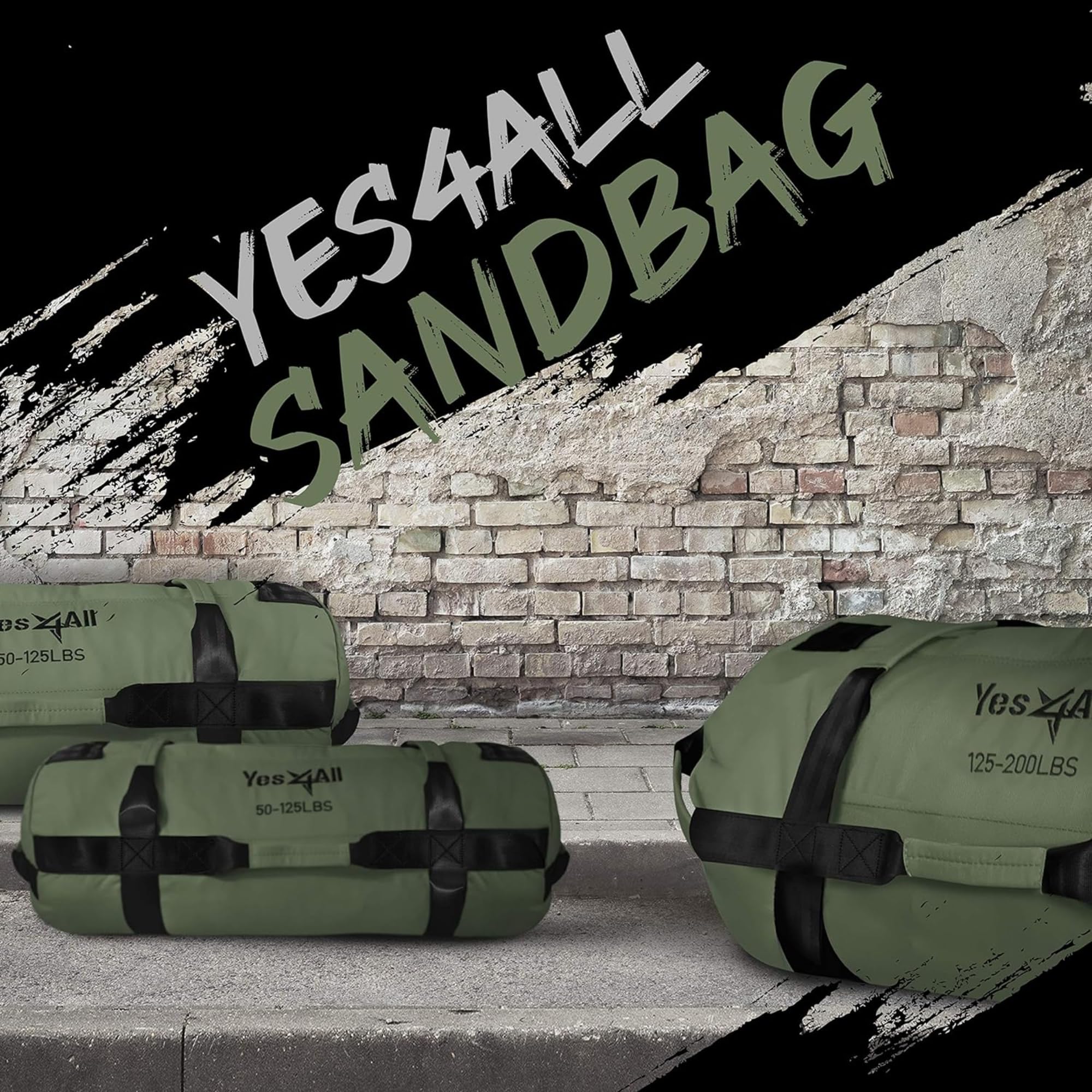 Yes4All Workout Sandbags, Heavy Duty Sandbags - Army Green - L - Image 7