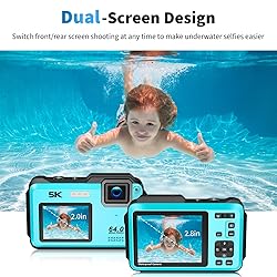 VETEK Underwater Camera, UHD 5K 64MP 16FT