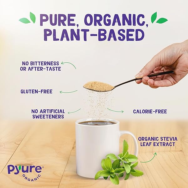 PYURE ORGANIC BROWN SWEETENER | BROWN SUGAR SUBSTITUTE FOR BAKING AND COOKING | ZERO CARB, ZERO SUGAR, ZERO CALORIE, KETO, DIABETIC FRIENDLY, PLANT-BASED, USDA ORGANIC, NON-GMO, 12 OZ