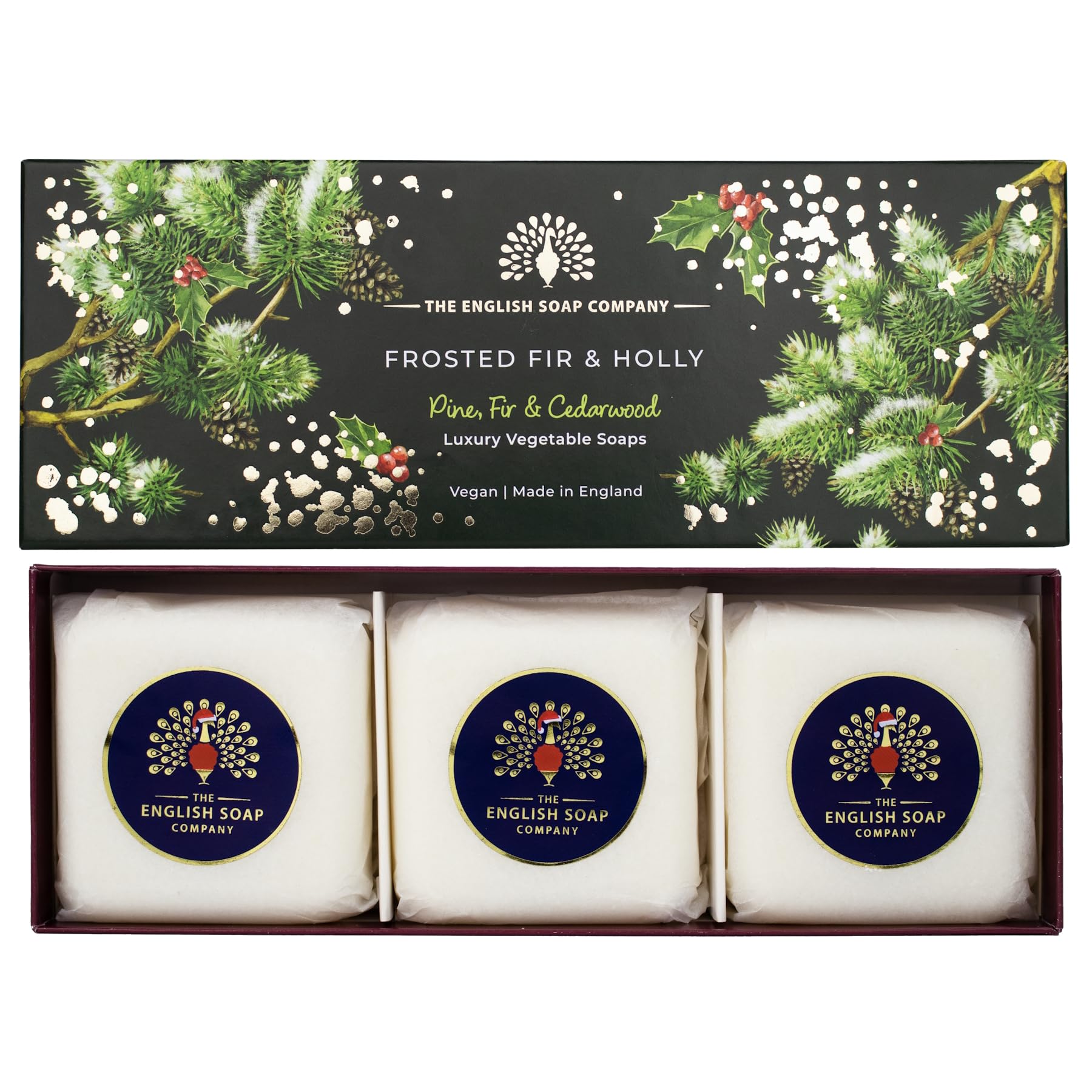 The English Soap Company Frosted Fir and Holly Collection Triple Soap Gift Box