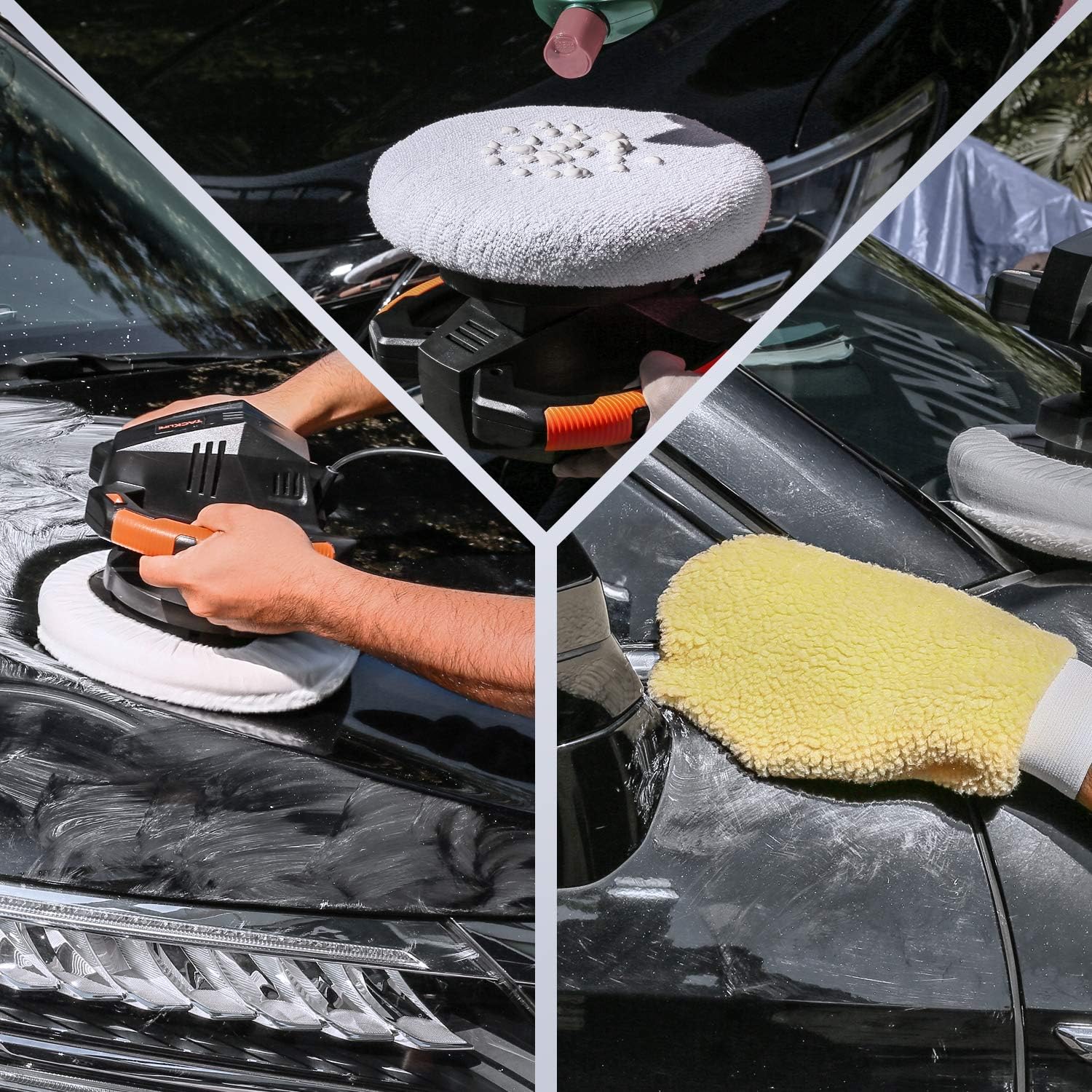 Waxer/Polisher, TACKLIFE 10-Inch Dual Action Random Orbital Car Buffer Polisher Waxer, 10Ft Power Cord, Variable Speed, With Polisher Pad Bonnets and Gloves, Ideal for Car Waxing - TCP01A - - 