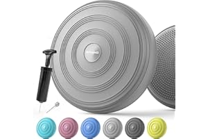 FITMIND Inflated Wobble Cushion,Dyna Disc,Circular Non-slip Texture for Comfortable Sitting,Wiggle Seat to Improve Posture, Fitness, Stability for Sensory Kids Adults,Balance Seat with Pump for Core Strength