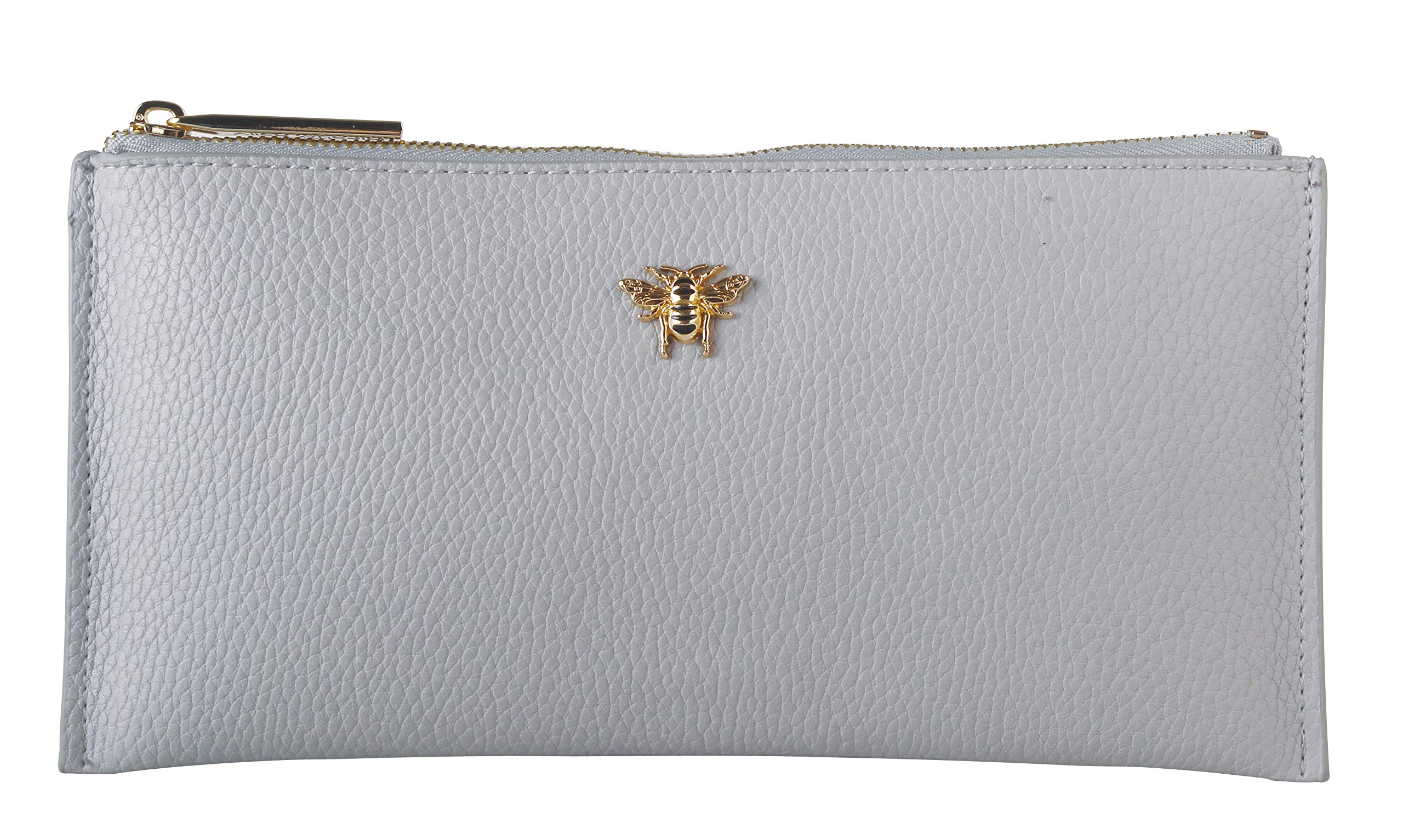 Alice Wheeler Large Slim Bumble Bee Coin and Card Purse (Grey)