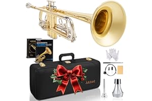AKLOT Hand-Hammered Bell Bb Trumpet: Smooth Valve Action, Clear-Lacquered Brass Body, Standard Trumpet Beginner Set with Leat