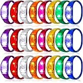 Dhseinat 24 Pcs LED Glow Bracelets Sound Activated Flashing Light Up Bracelet for New Years Eve Glow in the Dark Party Supplies Christmas Party Favors Birthday Gift Carnival Concerts Night Events