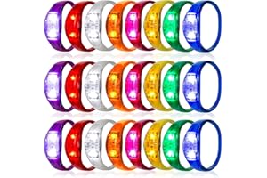 Dhseinat 24 Pcs LED Glow Bracelets Sound Activated Flashing Light Up Bracelet for New Years Eve Glow in the Dark Party Supplies Christmas Party Favors Birthday Gift Carnival Concerts Night Events
