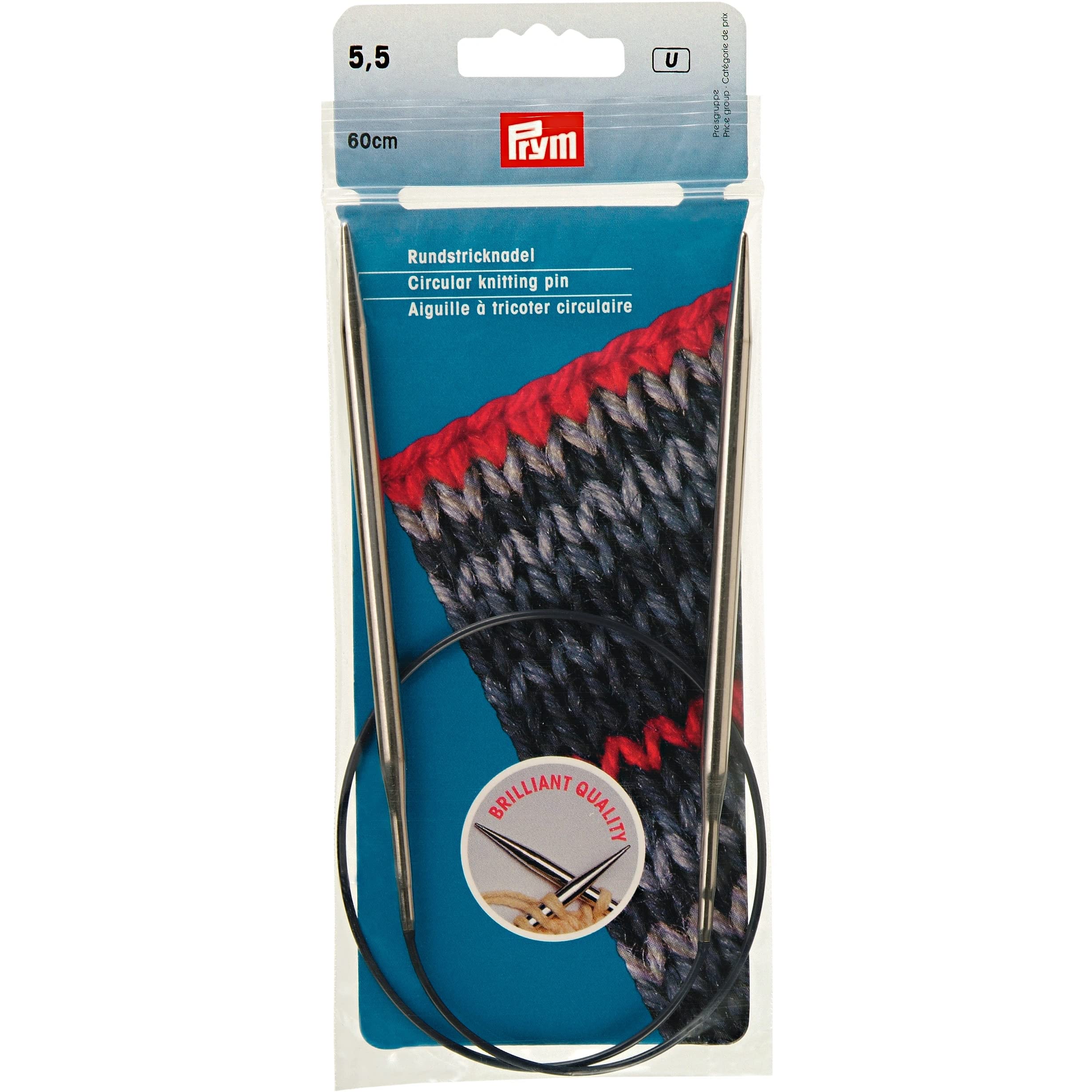 Circular Knitting pins Brass 60 cm 5.50 mm Silver col — image 1