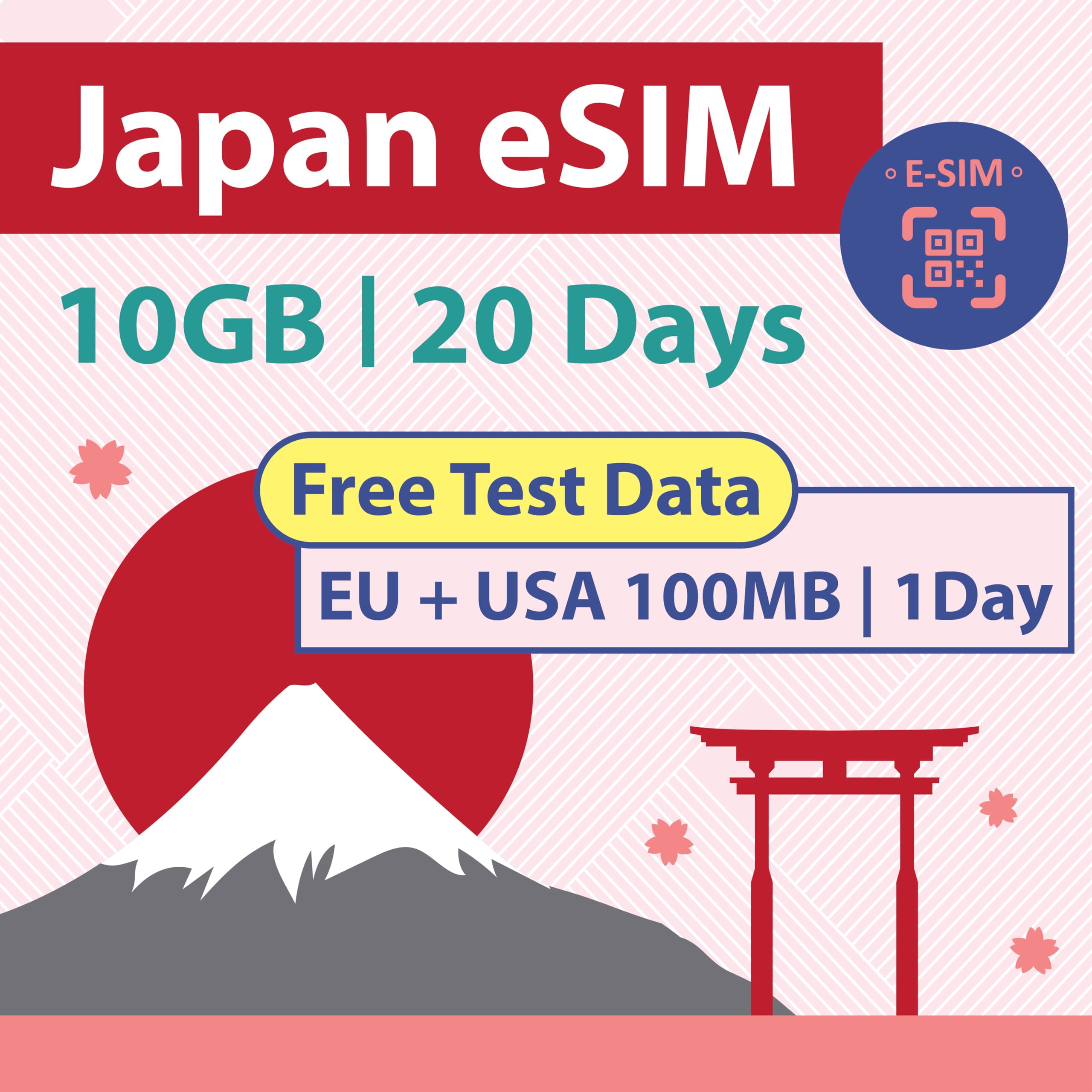 Japan Data ONLY eSIM Card 20 Days | 10GB of 5G LTE Internet Data | FREE Test Data 100MB/1Day in Europe | Travel eSIM Card | Dual Local Japan Carriers, Softbank & KDDI |短期帰国・短期来日最適・安心日本語サポート