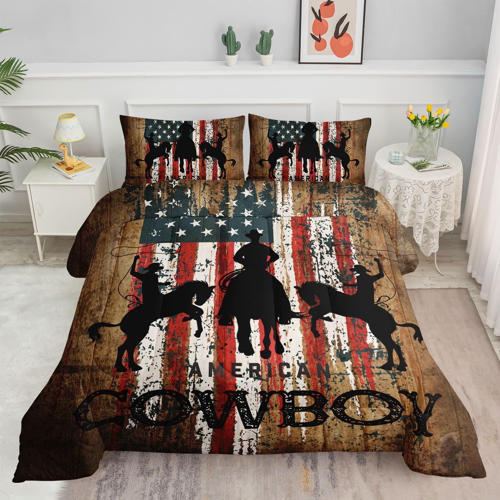 Photo 1 of Datura home Line Drawing Excavator Comforter Set for Kids Teens,Construction Vehicle and Silhouette Sketch Tree Pattern with 2 Pillowcases(Excavator Twin) (Cowboy, Queen 90x90inches)