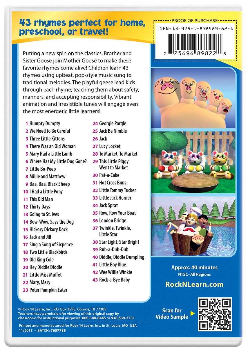 Amazon Com Nursery Rhymes Dvd By Rock N Learn Rock N Learn Movies Tv