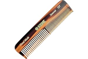 Kent OT Tortoise Pocket Comb - Handmade Fine and Wide Tooth Hair Comb for Men, Women, and Kids - Travel, Beard, and Mustache Comb - Saw Cut and Hand Polished Made in England