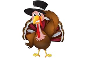 NOSTALGIA DECALS Thanksgiving Turkey Saluting Wall or Window Decor Decal 12" x 10"