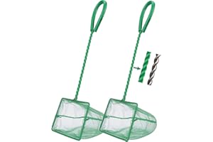 Filhome 2 Pcs Aquarium Fish Net, 4 inches Fine Mesh Quick Catch Fish Net for Fish Tank Betta Fish Net