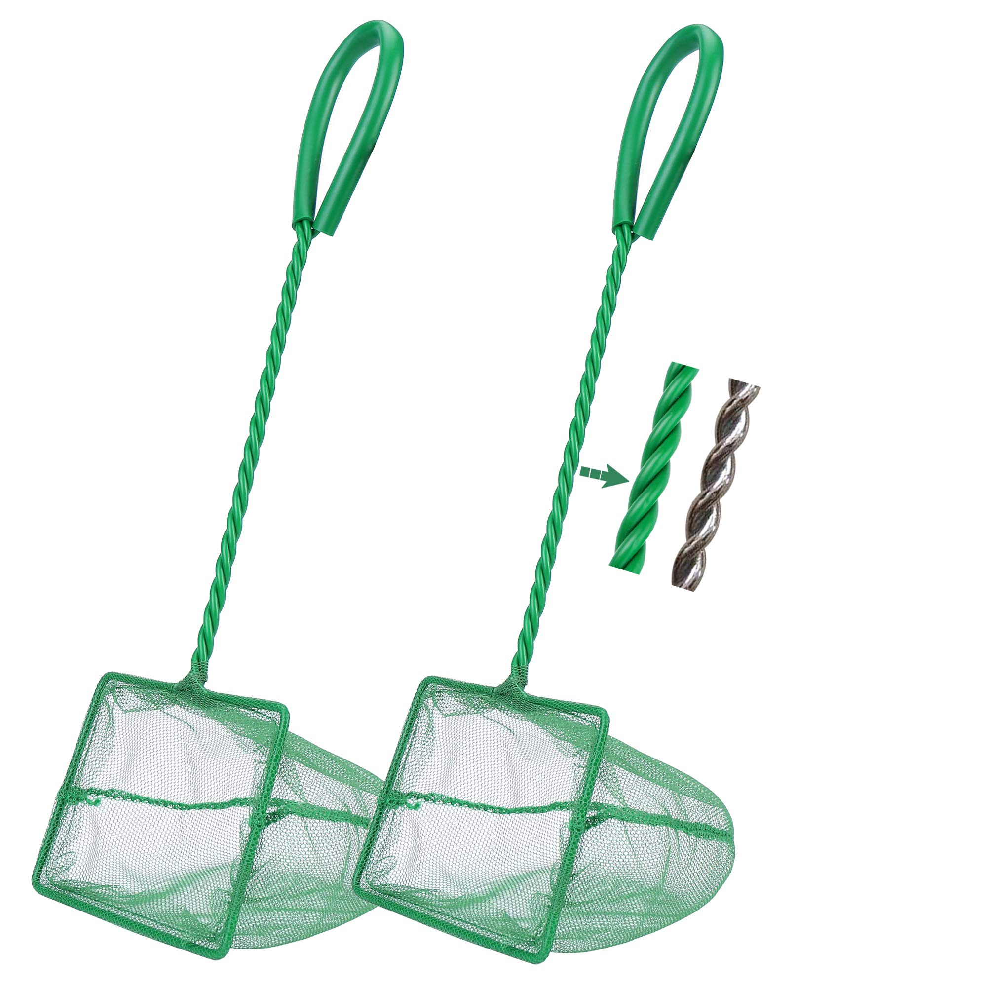 Filhome 2 Pcs Aquarium Fish Net, Fine Mesh Quick Catch Fish Net for Fish Tank