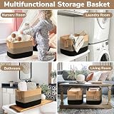 TIMEYARD Storage Basket Small Pack of 3 Jute Mix Black 33x25x23 cm view 6