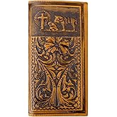 MUXILING Men's Rodeo Wallet Western RFID-Blocking Leather Wallet Bifold Long Cowboy Long Wallets