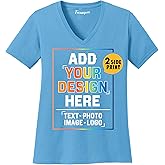 Women Custom V Neck T Shirts Design Your Own Add Picture Photo Text Two Sided