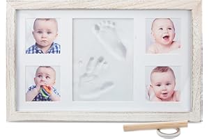 Little Hippo Baby Footprint Kit & Keepsake | Baby Handprint Kit | Baby Hand and Footprint Kit (Rustic White, Large)