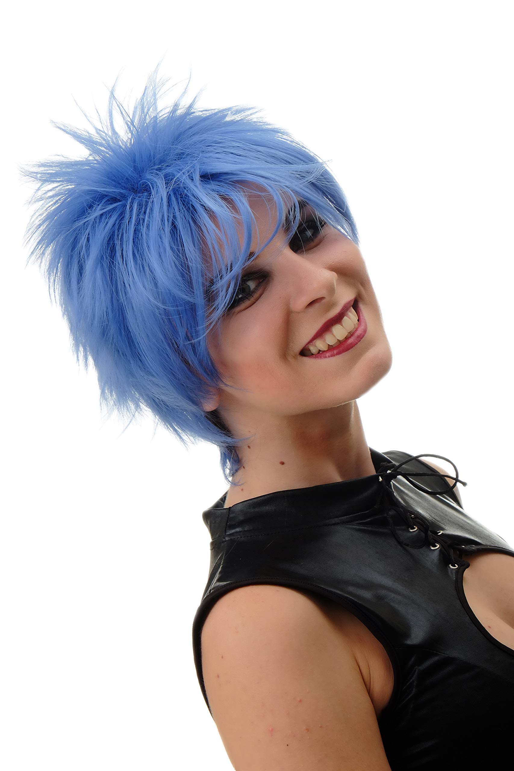 WIG ME UP - BLUE144-T4043 Lady Quality Wig short naughy spiky 80s style teased Wave Punk blue
