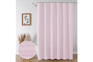 Aiyufeng Tufted Blush Pink Shower Curtain 78 Inches, Farmhouse Chic Boho Shower Curtain Minimalist Striped Textured Decorative Shower Curtain for Bathroom, 72" Wx78 L Inches