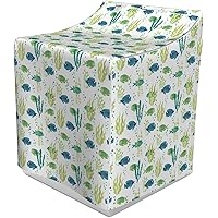 Lunarable Aquarium Washer Cover, Different Tropical Fish and Seaweeds Exotic Marine Watercolor Artwork, Dust and Dirt…